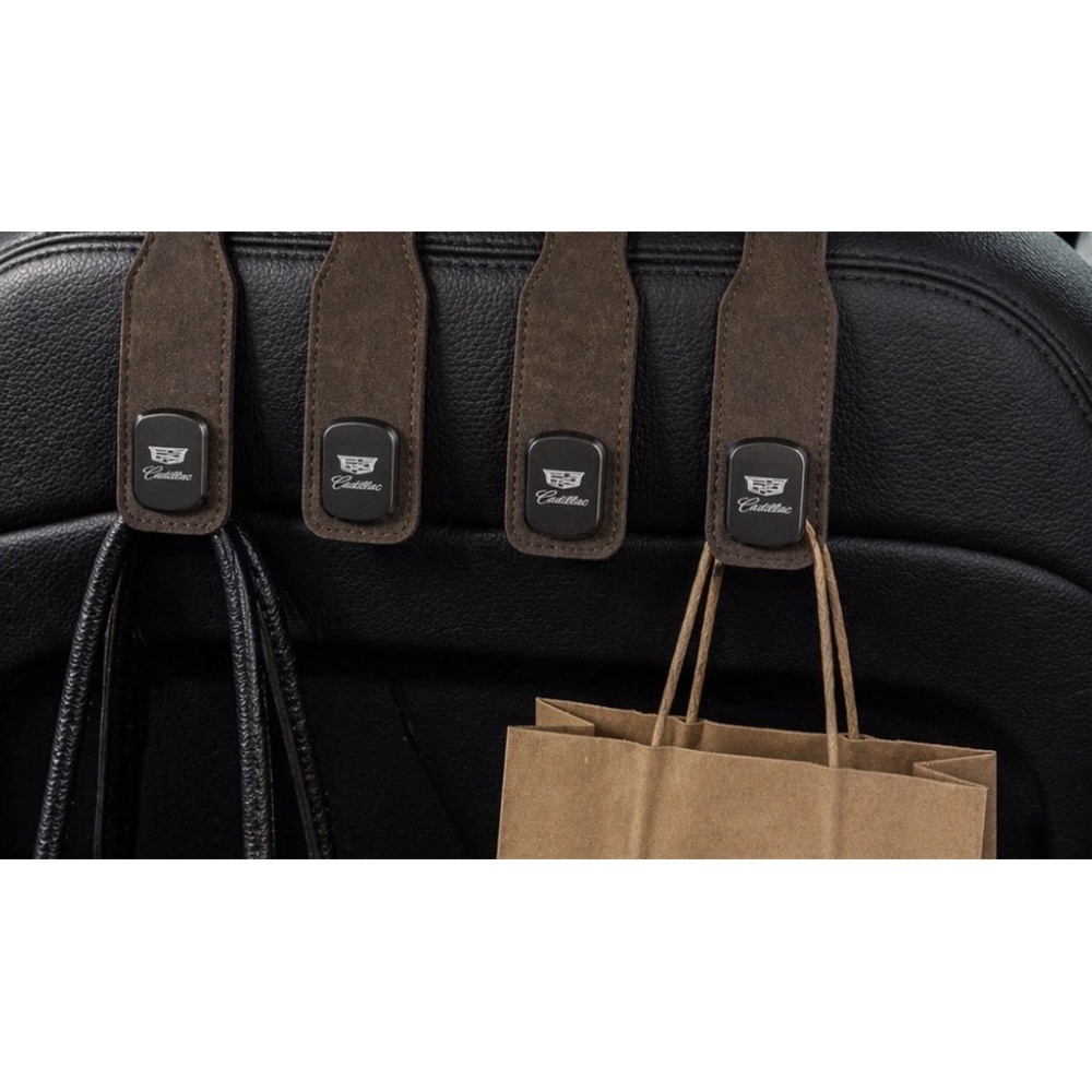 Cadillac 100% Real Leather Car Seat Back Headrest Hooks Hanger Holder For Bags - Picture 2 of 4